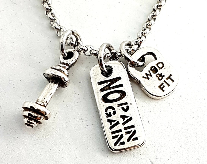 Gym Necklace Dumbbell Motivation Custom Gift · Weight lifting · Gym jewels · Gym Gift · Personal Trainer · Custom Necklace · BFF · Wod & Fit