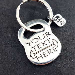 Kettlebell Custom Keyring with your Motivation - I Love Gym - Fitness Custom Gift - Cross Fit Custom Gift - Bidy Building Gift - Wod & Fit