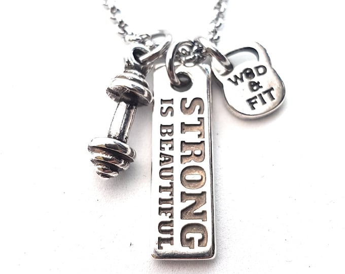 Gym Necklace Dumbbell Motivation Custom Gift · Weight lifting · Gym jewels · Gym Gift · Personal Trainer · Custom Necklace · BFF · Wod & Fit