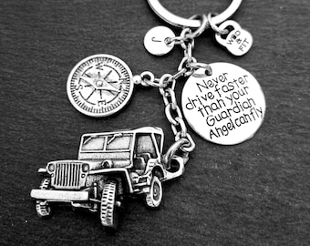 Offroad Keychain Motivation Tag Compass initial - Wrangler -Off Road Lovers - 4x4 Offroad Rubicon·Motivation Gift ·Toyota · New Car Keychain