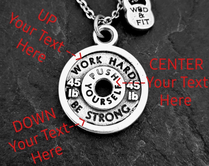 Collar Personalizado Gimnasio Disco 45lbs -Bodybuilding - Regalo Personalizado - Weightlifting - Collar Nombre · Regalo Novio ·GYM·Wod & Fit