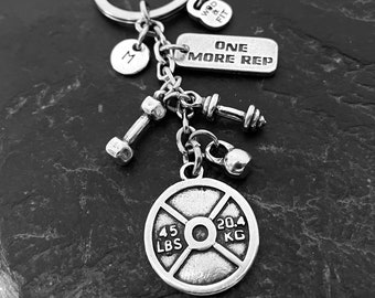 Gym Keychain Custom gift · Weight Plate 45lbs ·Name Keychain · Workout Gift · Fitness · Bodybuilding ·Weightlifting ·Trainer Gift ·Wod & Fit