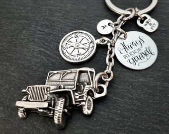 Custom Car Keychain Motivation Tag Compass initial - Birthday Gift · Personalized Gift·-Off Road Lovers - 4x4 Offroad New Car Keychain