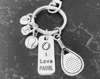 Llavero Pádel Pala - Motivación Personalizable y Initial -Entrenador Pádel- Pádel JOYAS - Llavero Pádel - Regalo Pádel - Pala Pádel - Tennis