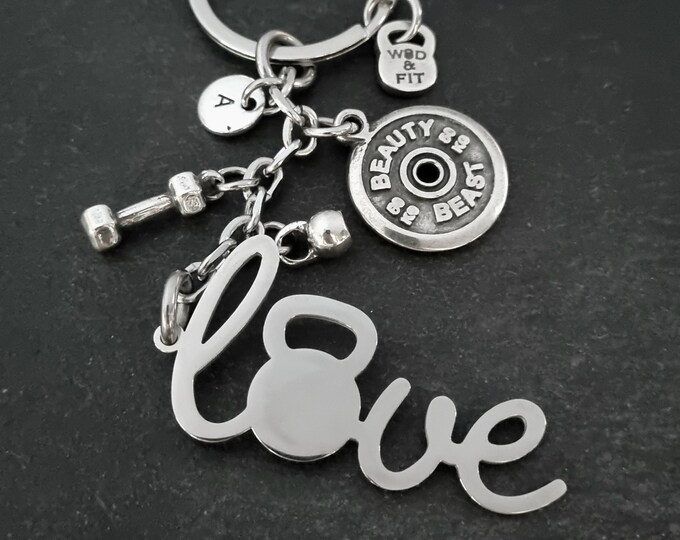 Custom Keychain LOVE Kettlebell Weight Plate · Gym gifts · Gym Motivation · GYM Coach gift · Girlfriend Gift ·Gym Jewels ·Mom Gift Wod & Fit