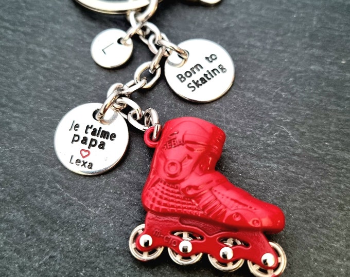 Skating Red Keychain I Love Skating- Inline skate - Roller skate - Roller Lovers Gift - In Line hockey- Street hockey- Seba- Gift for Skater