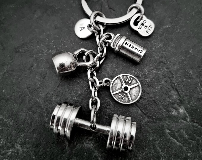 Gym Barbell Exercise Custom Keyachain Protein Bottle Bodybuilding Gift · Fitness Gift · For Him Gift· Gym Gifts ·Weight Lifting · Wod & Fit
