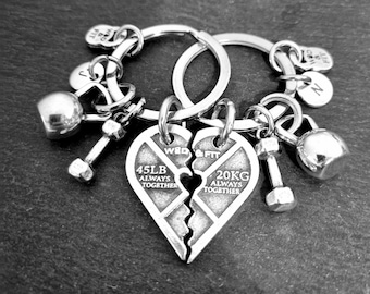 Couples Gift Gym Keychain HEART Weight Plate Always Together · Custom Gift · Bff Gifts · Girlfriend Gift · Engagement gifts · GYM ·Wod & Fit