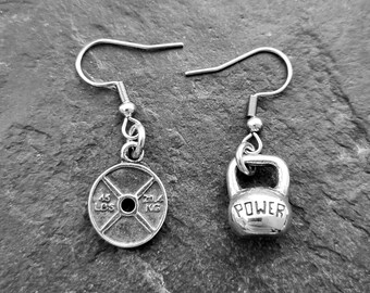 Gym Earrings Girl Power Workout · Gym gift · Girlfriend gift · Kettlebell Earrings · Weight Lifting · Gift for Mom · Fitness Gift ·Wod & Fit