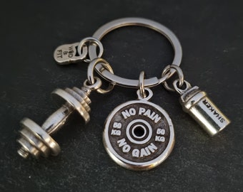Gym Keyring Barbell Shaker Protein - Weight Plate - Workout Gifts- Motivation Gift - Weight Lifting - Gym Gifts - Fitness Gift - Wod & Fit