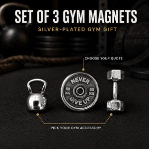 SET MED 3 Gymmagneter, Whiteboardmagnet, Motiverande Skiva - Fitnesspresent - Bodybuilding - Kylskåpsmagnet - Tränarpresent - WOD & Fit