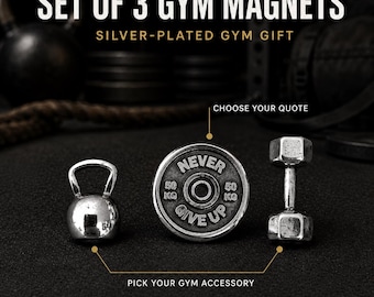 SET 3 Gym Magnets Dumbbell Motivation Weigth Plate · Set whiteboard magnets · Gym Gift · cute fridge magnets set Wod & Fit