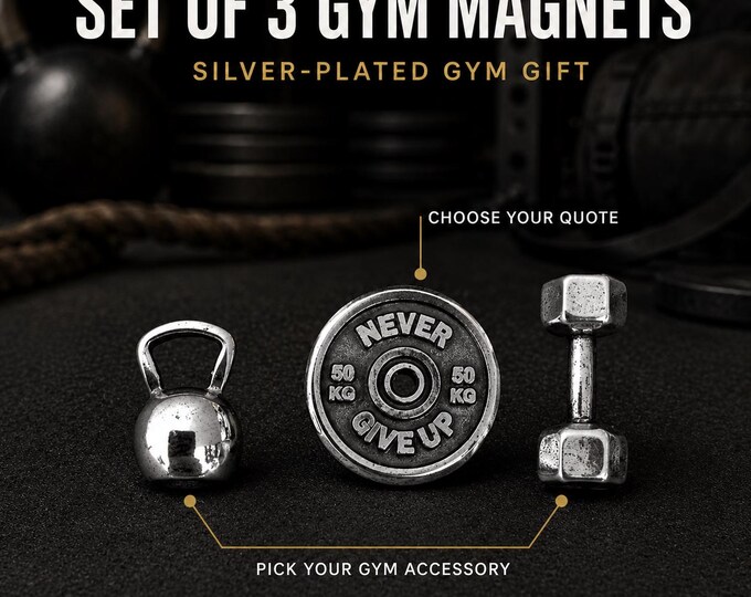 SET 3 Gym Magnets Dumbbell Motivation Weigth Plate · Set whiteboard magnets · Gym Gift · cute fridge magnets set Wod & Fit