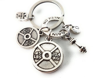 GYM Keychain Weight plates Personalized gift · Bff Gifts · Weightlifting · Name Keychain · Boyfriend Gift · Coach Gifts ·Gym Gift ·Wod & Fit