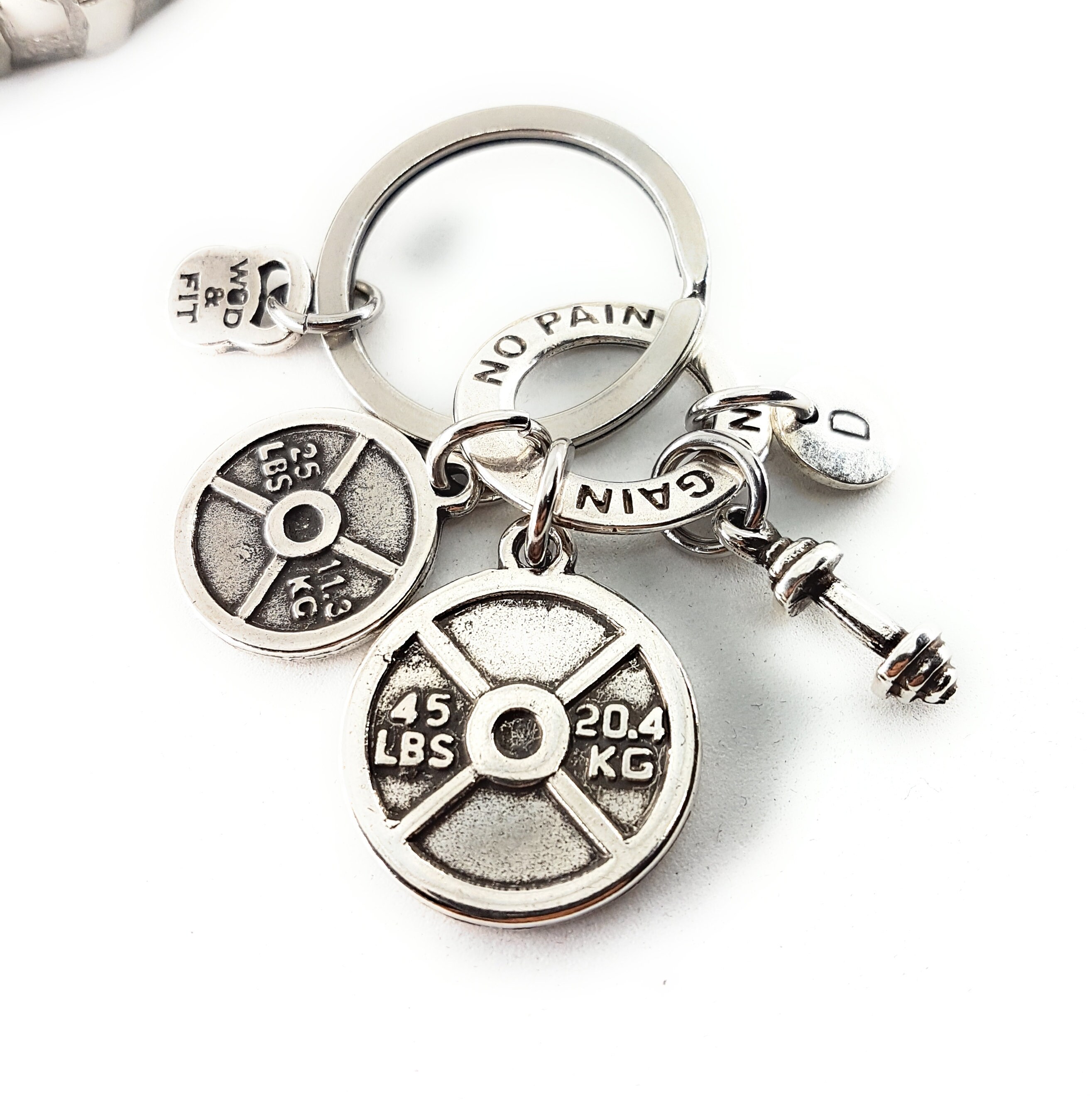 Weight Plates Keychain Daniel Workout Barbell,Motivation Ring & Initial