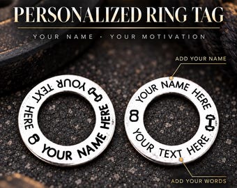 Custom Ring Tag with Personalized Name, Engraved Gift for Woman, Man, Friend, Partner or Someone Special with a Unique Personal Detail
