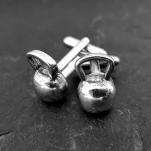 Boutons de manchette de gymnastique d'entraînement Kettlebell · Cadeau de remise en forme · Musculation · Cadeau de mariage · Crosstraining · Powerlifting · Boutons de manchette de mariage · Bois et ajustement