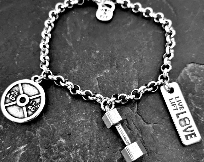 Gym Dumbbell Bracelet Helen Workout Gifts · Custom Bracelet · Bodybuilding · Fitness Gifts· Gym Gifts ·Crosstraining Gift·BFF Gift Wod & Fit