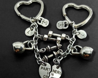Set 2 Kychain Partners in Crime Kettlebell Workout Gift · Gym Gift · Friend gift-  Fitness · Couple gift · bff gifts · Mom Gift · Wod & Fit