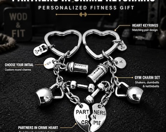 Partners in Crime gym keychains for best friends, mom and daughter or fitness sisters, BFF gift for gym girls · Wod & Fit