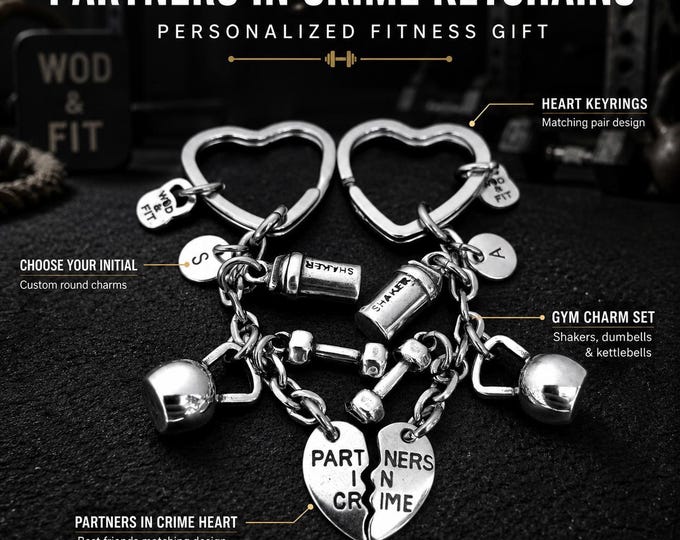 Partners in Crime gym keychains for best friends, mom and daughter or fitness sisters, BFF gift for gym girls · Wod & Fit