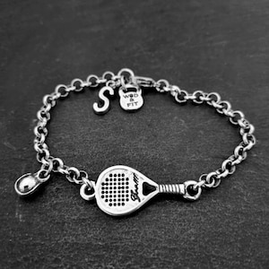 Bracelet Paddle Ball Paddle et initiale · Cadeau Paddle · Joueur de Paddle · Amateur de Paddle · Cadeau d'entraîneur de Paddle · Bijoux de Paddle · Bois et ajustement