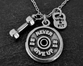 Custom Weight Plate Necklace for Fitness Enthusiasts - Gym Motivation Jewelry ·Bodybuilding Gift ·Perfect Gift for Fitness Junkies Wod & Fit