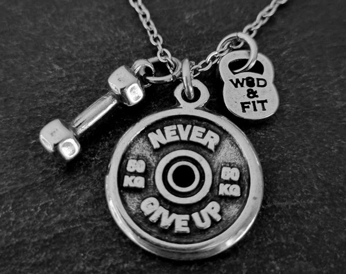 Custom Weight Plate Necklace for Fitness Enthusiasts - Gym Motivation Jewelry ·Bodybuilding Gift ·Perfect Gift for Fitness Junkies Wod & Fit