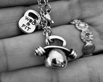 Gym Necklace Kettlebell Bent Barbell Gifts · Fitness Necklace · Gym Gifts· Bodybuilding · Gym Gifts ·Best friends Gift· Sport Gift·Wod & Fit
