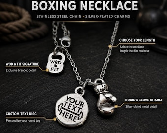 Motivational Boxing Glove Necklace - Perfect Gift for Boxing Gym Lovers -Unique Boxing Gift · Inspirational Boxing Jewelry · WOD & Fit