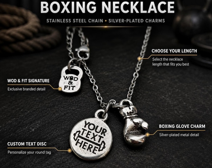 Motivational Boxing Glove Necklace - Perfect Gift for Boxing Gym Lovers -Unique Boxing Gift · Inspirational Boxing Jewelry · WOD & Fit
