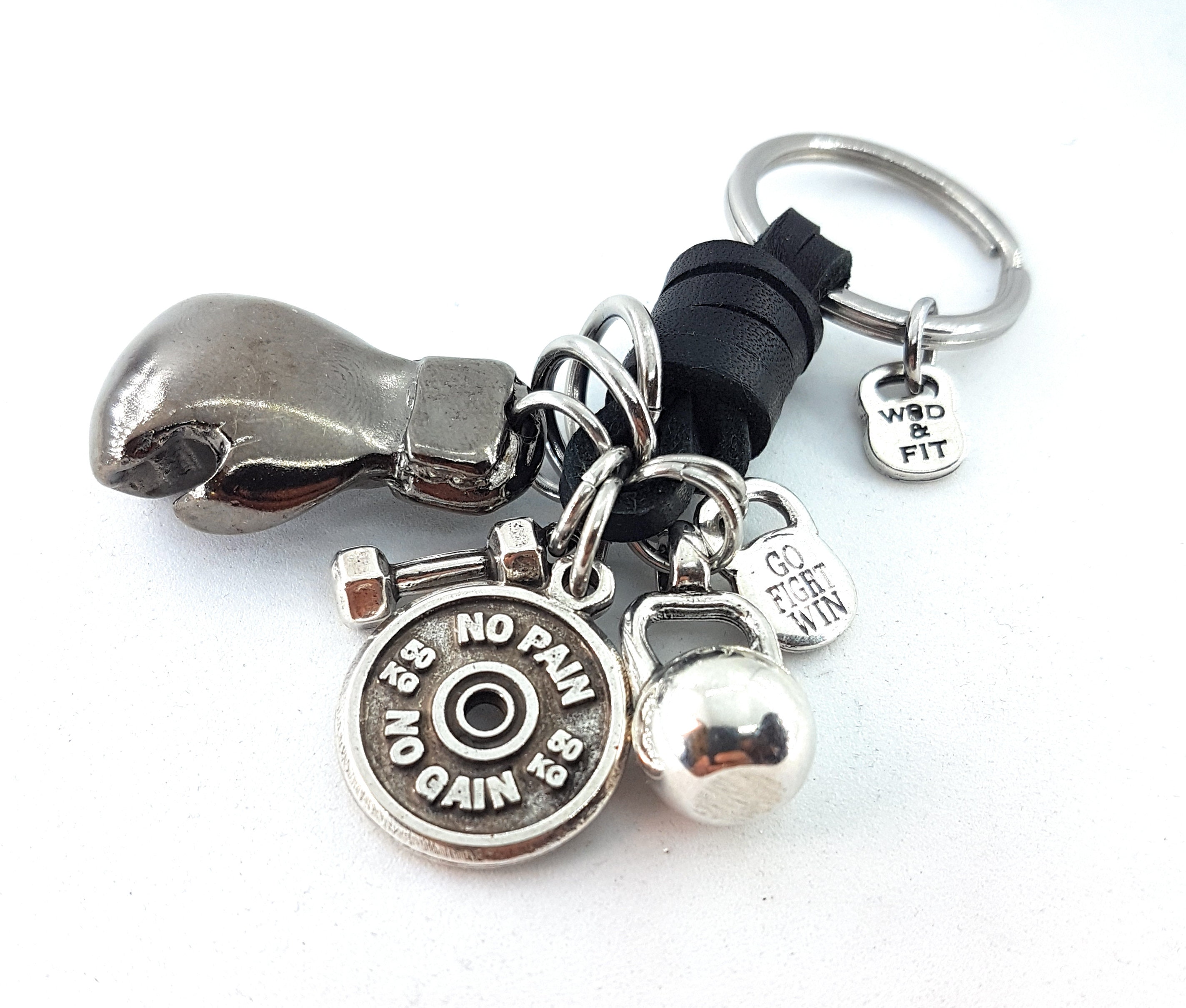 Boxing Glove BLACK Leather Keychain Boxing Challenge,Motivation