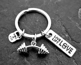 Keychain Eric Workout Barbell & Motivation,Gym Gift,Fitness Jewelry,Bodybuilding,Sport Gifts,Workout Gift,Crosstraining,Coach Gifts,Crossfit