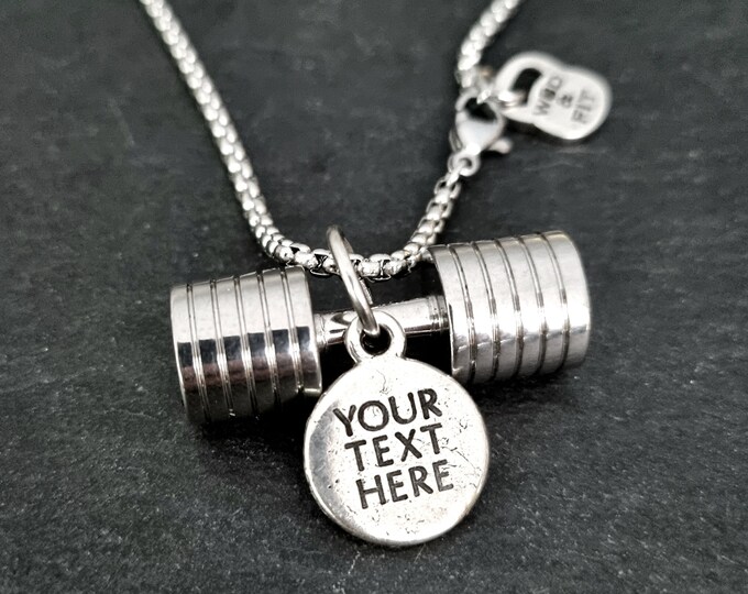 Gym Necklace Barbell Big Strongman Gym Gifts ·Custom Necklace ·Barbell Necklace -Bodybuilding - Weight Lifting - Crosstraining Wod & Fit