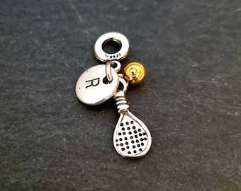 Padel Pad for Bracelet Charm with Ball Initial Gift for Padel Lover-Padel Tennis gift -Gift for Padel -padel Jewelry- Padel Charms Wod & Fit