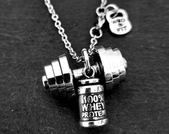 Gym Dumbbell Necklace Coleman Workout Gift ·Shaker Proteint · Bodybuilding · Fitness Gift ·Weight lifting· Powerlifting ·Gym Gift Wod & Fit
