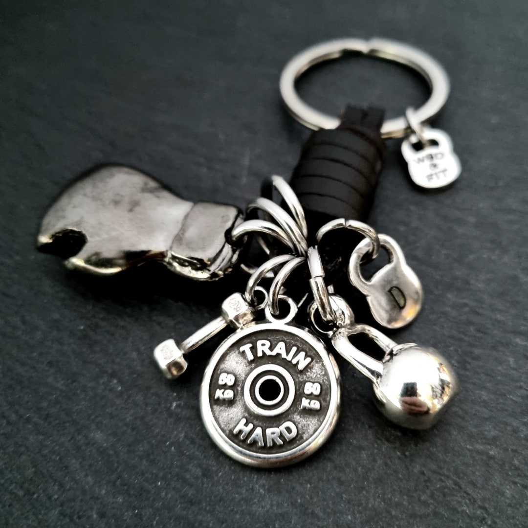 Boxing Glove Keychain Dark BROWN Leather Keychain Boxing Challenge ...