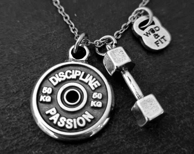 Gym Necklace Dumbbell Medium Weight Plate Santiago Workout Gifts · Motivation Gift · Gym Gifts · Bodybuilding · Fitness Gifts · Wod & Fit