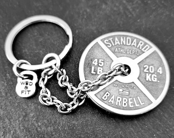 Gym Keychain Dip Belt Chain Weightlifting· Weight Plate 45lbs· Boyfriend Gift · Dad Gift · Men Gift ·Bff Gifts·Bodybuilding Gift · Wod & Fit