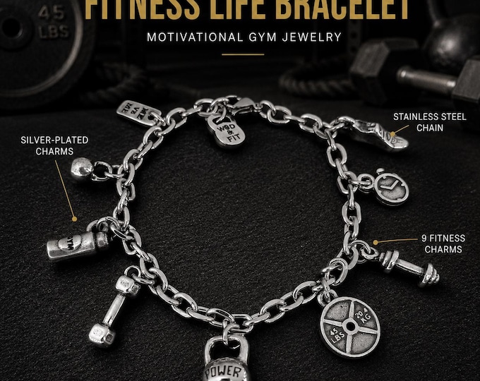 Fitness Life motivational gym bracelet, fitness gift for women, gym girl, athlete, lifter, coach, trainer or gym lover Wod & Fit