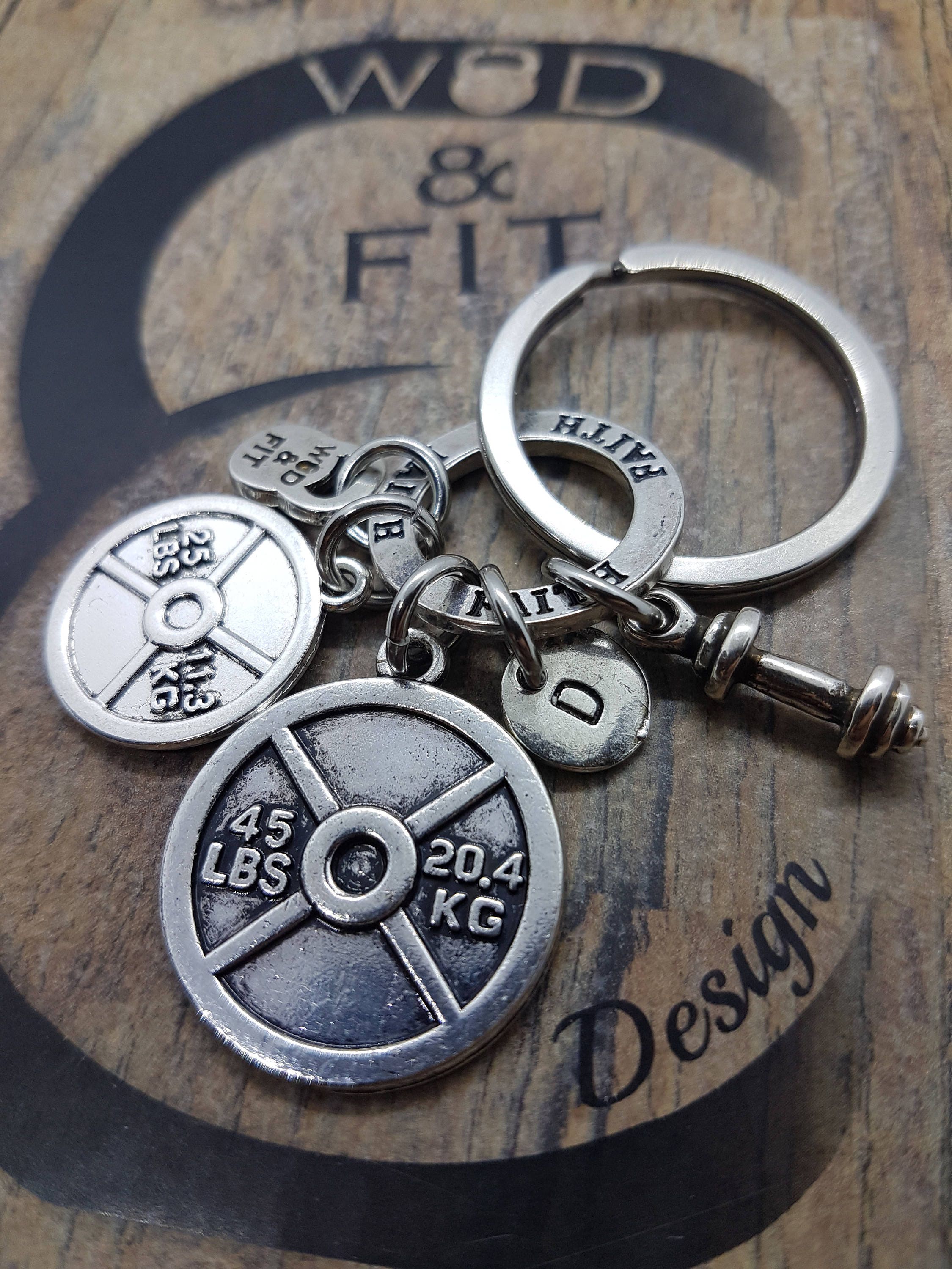 Weight Plates Keychain Daniel Workout Barbell,Motivation Ring & Initial