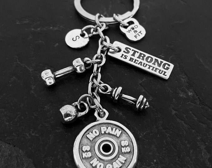 Gym Keychain No Pain No Gain Custom Gifts · Fitness Gifts - Gym gifts· Weightlifter - Crosstraining · Boyfriend Gift · Motivation ·Wod & Fit
