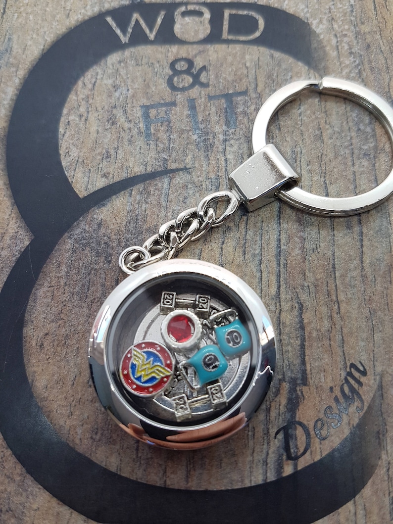 Living Locked Keychain Beast Man-Workout Customize your keychain with your story.Living Locket Fitness-Sport Floating Charms-Floating Locket