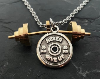 Gym Custom Necklace Power Clean Barbell Gold Personalized Gift·Boyfriend Gift ·Gym Necklace Bodybuilding ·Gym Gif· Weight Lifting ·Wod & Fit
