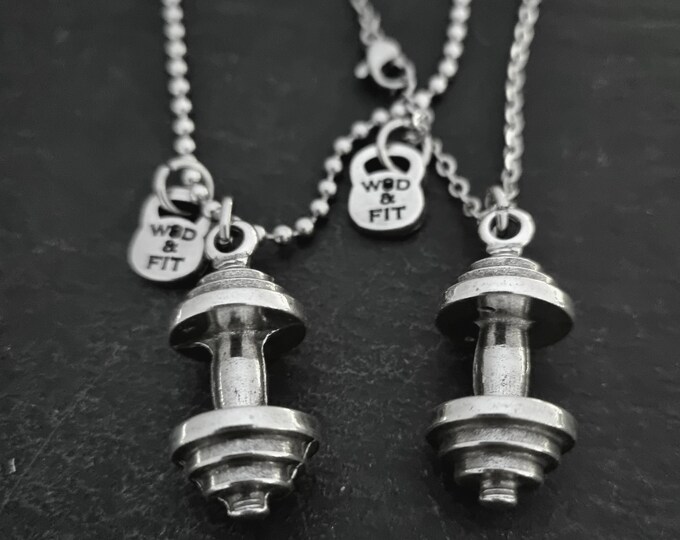 Gym Barbell Necklace Workout Gym Necklace · Weight lifting · Bodybuilding · Coach Gift · Boyfriend Gift · BFF Gifts · GYM Dad Gift Wod & Fit