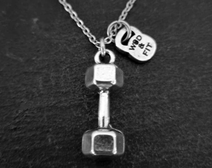 Gym Dumbbell Necklace · Fitness Necklace · Boyfriend Necklace · Girlfriend Gift · Gym Necklace · Pendant Necklace · Husband Gift · Wod & Fit