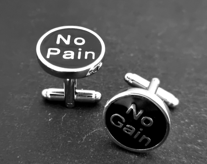 No Pain No Gain Cufflinks · Gym Gift · Cufflinks for men ·Fitness Enthusiast Present·Best man Gift ·Gym Cufflinks · Boyfriend Gift Wod & Fit