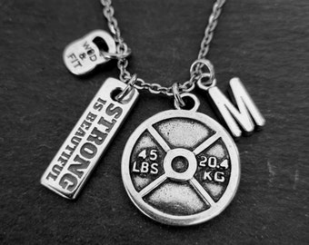 Gym Necklace Gift Weight Plate 45lbs Jackie Wod Custom Bodybuilding · Fitness Gift · Gym necklace · Weightlifter ·Crosstraining· WOD & FIT