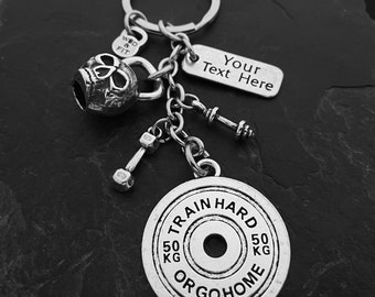 Gym Keychain Weight Plate Train Hard or Go Home Skull Kettlebell · Custom Gift · Gym Gifts · Birthday Gift · Best coach Ever · Wod & Fit
