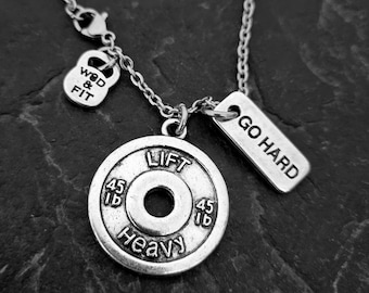 Custom Necklace Gym Weight Plate Lift Heavy Motivation · Personalized Gift · Gym Gifts · Name Necklace · Fitness Necklace · Sport·Wod & Fit